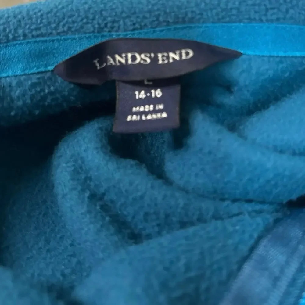 Lands’ End Teal Blue Zip-Up Vest 100% Polyester Women’s 14/16 EUC-Athleisure